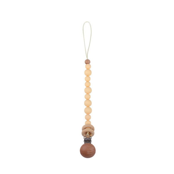 CLIP CHUPO BOLAS DE MADERA Y CREMA