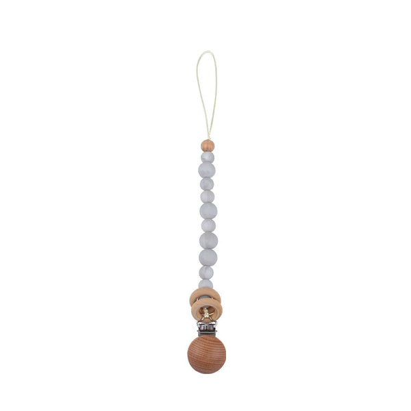 CLIP CHUPO BOLAS DE MADERA Y GRIS CLARO