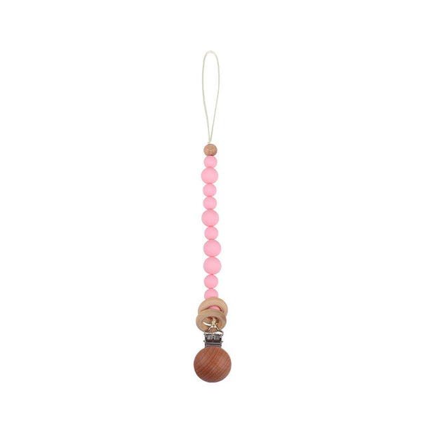 CLIP CHUPO BOLAS DE MADERA Y ROSADO