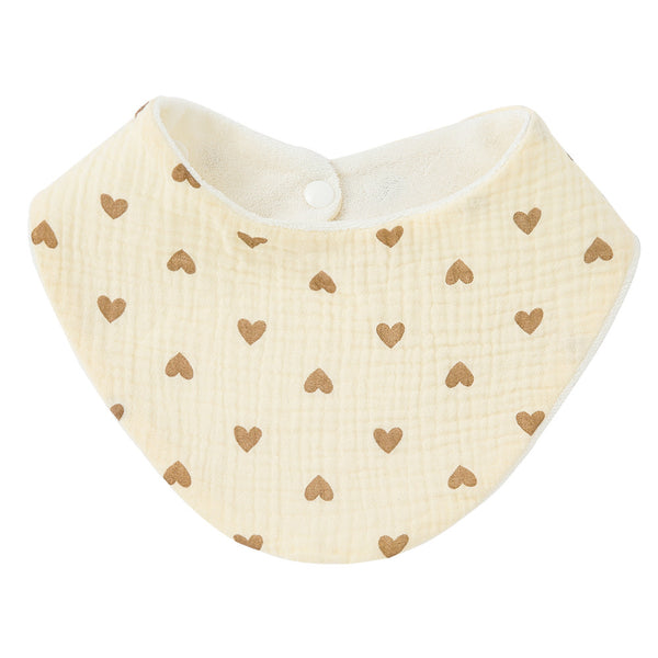BABERO TELA CREMA CON CORAZONES CAFES