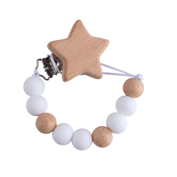 CLIP CHUPO ESTRELLA DE MADERA Y BLANCO