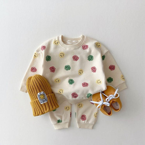 CONJUNTO BEIGE CARAS FELICES