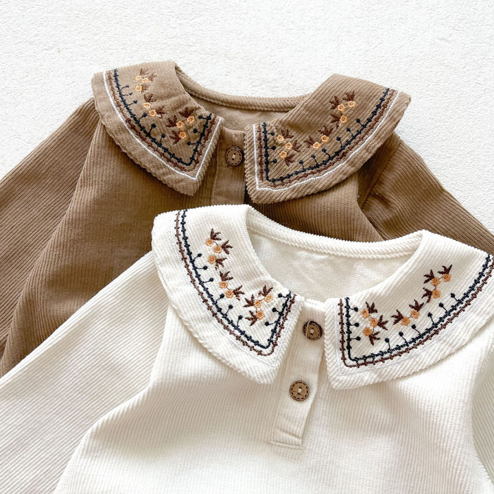 ENTERIZO CUELLO BORDADO CAFÉ