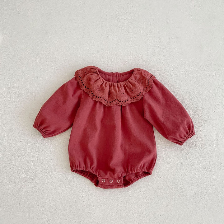 ENTERIZO CUELLO MANTEL  FONDO ENTERO ROJO