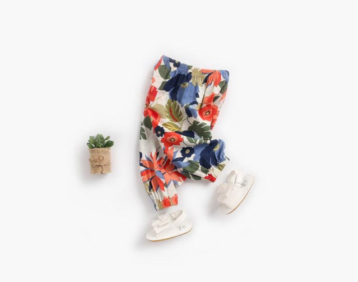 PANTALON FLORES ROJO Y AZUL