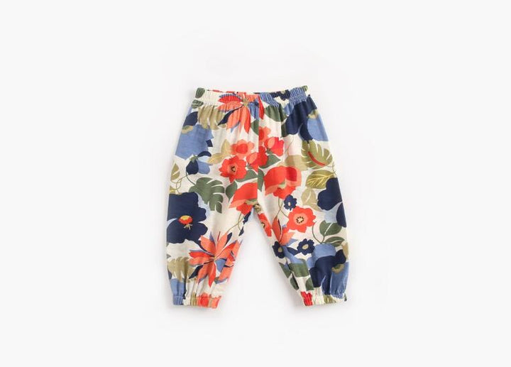 PANTALON FLORES ROJO Y AZUL