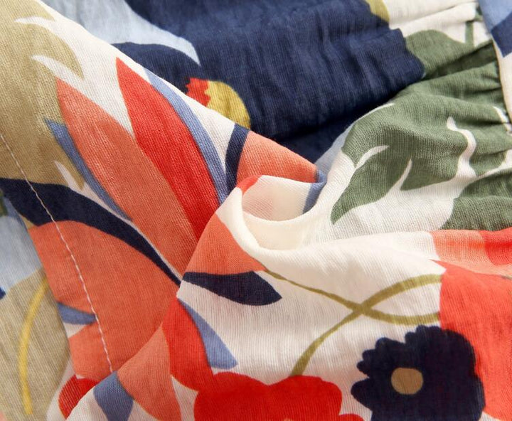 PANTALON FLORES ROJO Y AZUL